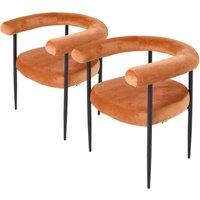 Velvet Dining Chair Set of 2 Black Metal Legs