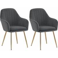 Velvet Dining Chair Set of 2 Gold Metal Legs