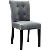 Velvet Upholstered Dining Chair with Button-Tufted Details Light Grey