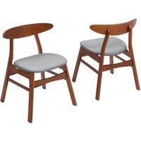 Linen Upholstered Wooden Dining Chair with Curved Backrest