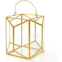 Gold Glass Candle Lantern with Handle