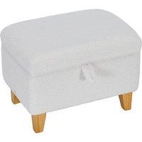 Compact Teddy Fabric Storage Ottoman with Lift-Up Seat and Solid Wood Legs