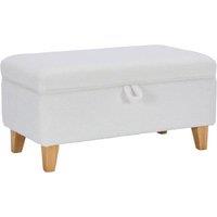 Compact Teddy Fabric Storage Ottoman with Lift-Up Seat and Solid Wood Legs