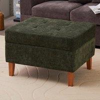 Chenille Upholstered Storage Ottoman with Lift-Up Lid and Solid Wood Legs