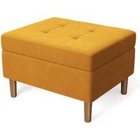 Yellow Velvet Storage Ottoman with Tufted Top