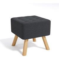 Dark Grey Linen Square Shoe Bench with Tufted Top