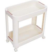 Cream White 2-Tier Rolling Storage Cart (523052cm)