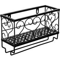 Black European Style Wall Mounted Wine And Glass Rack
