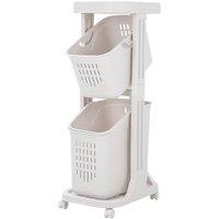 Ivory White 3-Tier Slim Rolling Laundry Hamper And Storage Cart