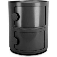Black 2-Tier Round ABS Plastic Storage Cabinet With Circular Handles