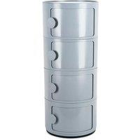 Gray 4-Tier Round ABS Plastic Storage Cabinet With Circular Handles