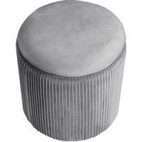 Slate Grey Velvet Cylindrical Storage Stool with Ribbed Design