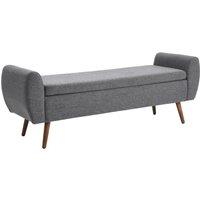 Upholstered Storage Bench with Hidden Compartment Fabric Ottoman with Wooden Legs