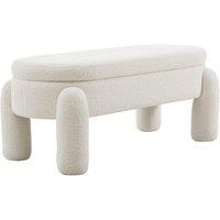 White Teddy Fleece Storage Bench with Flip Lid Support