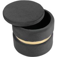 Velvet Storage Ottoman with Gold Ring Base Compact Upholstered Footstool