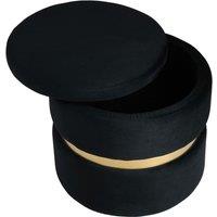 Velvet Storage Ottoman with Gold Ring Base Compact Upholstered Footstool