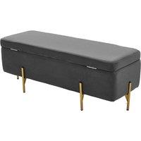Royal Blue Velvet Storage Bench with Gold Metal Legs