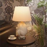 Lightsin 3D Pure White Pod Threaded Ceramic Table Lamp with Fabric Shade