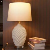 Lightsin 3D Pure White Diamond Embossed Relief Pattern Ceramic Table Lamp