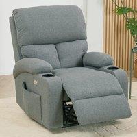 Electric Recliner Sofa with 8-Point Massage Heating Function and Cup Holders