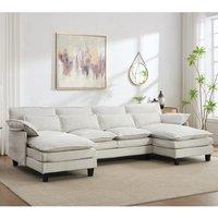 Modular Sofa with Chenille Upholstery and Customizable Configuration