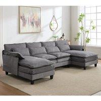 Modular Sofa with Chenille Upholstery and Customizable Configuration