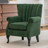 Chenille Accent Chair with European Curved Legs and Nailhead Trim