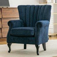 Chenille Accent Chair with European Curved Legs and Nailhead Trim