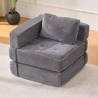 Corduroy Accent Chair with Tufted Design and Adjustable Buckle