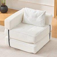 Corduroy Accent Chair with Tufted Design and Adjustable Buckle