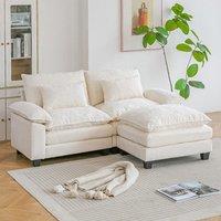 Chenille 2-Seater Modular Sofa with Ottoman and Plush Cushions