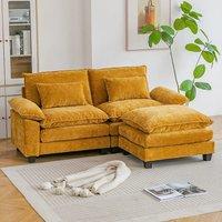 Chenille 2-Seater Modular Sofa with Ottoman and Plush Cushions