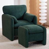 Chenille Single Sofa with Ottoman Adjustable Foot Nails Compact UK Design