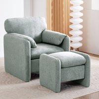 Chenille Single Sofa with Ottoman Adjustable Foot Nails Compact UK Design
