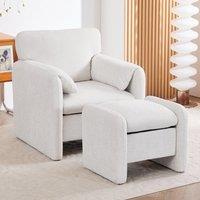 Chenille Single Sofa with Ottoman Adjustable Foot Nails Compact UK Design