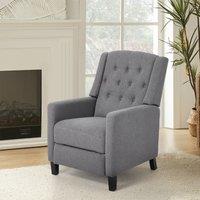 Single Recliner Sofa Chair Adjustable 140 Grey Fine Linen Wood Legs