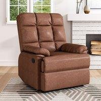 Power Recliner Sofa Brown PU Leather Wooden Frame