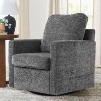 Swivel Accent Chair Grey Chenille 360 Rotation Detachable Design