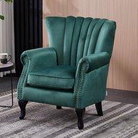 Accent Chair Velvet Curved Legs Studded Detail