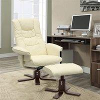 Executive Recliner Chair with Ottoman PU Leather Dark Brown Duck Feet Base