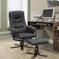 Executive Recliner Chair with Ottoman PU Leather Dark Brown Duck Feet Base
