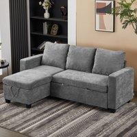 Pull-Out Sofa Bed with Storage Chaise and Soft Upholstery