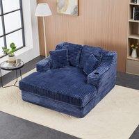 Convertible Sofa Bed with Corduroy Upholstery Cup Holder and Cushions