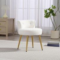 Teddy Fabric Vanity Stool with Metal Legs