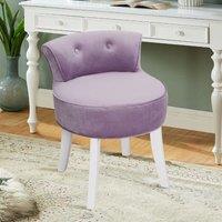 Velvet Upholstered Vanity Stool with Button-Tufted Backrest