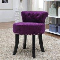Crushed Velvet Vanity Stool with Button-Tufted Backrest
