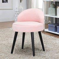 Velvet Upholstered Vanity Stool with Black Rubber Wood Legs