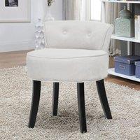 Velvet Vanity Stool with Button-Tufted Backrest & Dual Leg Finishes