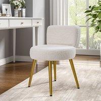Teddy Fabric Vanity Stool with Champagne Gold Metal Legs