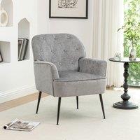 Chenille Accent Chair with Metal Legs & Quick Pin Assembly